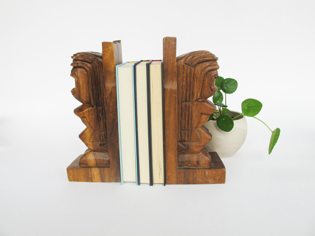 Tiki Monkeypod Wood Bookends Explorers Cove Hawaii