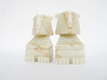 White Marble Onyx Tiki Bookends