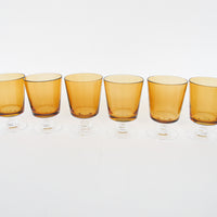 Set of 6 Stemmed Amber and Clear Glasses Made in Poland