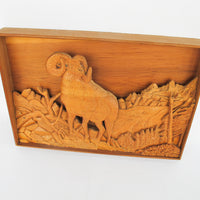 Carved Mountain Ram Wood Wall Art from Canada (Large and Small Sold Separately)