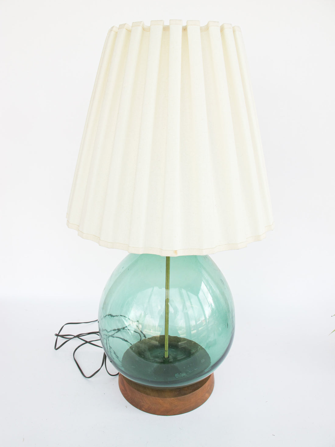 Hand Blown Italian Glass Demijohn Wine Jug Lamp with Wood Base