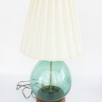 Hand Blown Italian Glass Demijohn Wine Jug Lamp with Wood Base