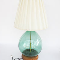 Hand Blown Italian Glass Demijohn Wine Jug Lamp with Wood Base