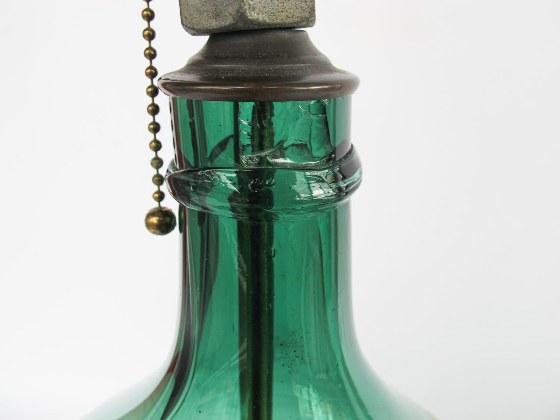 Hand Blown Italian Glass Demijohn Wine Jug Lamp with Wood Base