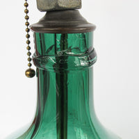 Hand Blown Italian Glass Demijohn Wine Jug Lamp with Wood Base