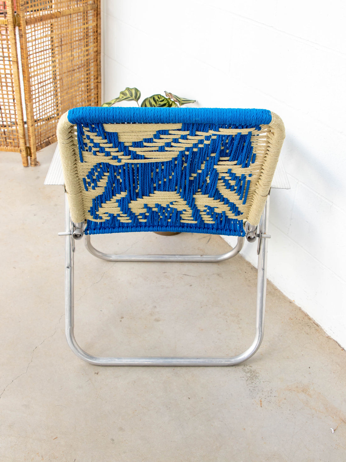 Retro Macramé Woven Folding Lawn Camp Chair