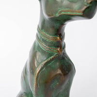 Egyptian Green Patina Guardian Dog Sculpture