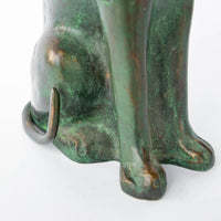 Egyptian Green Patina Guardian Dog Sculpture