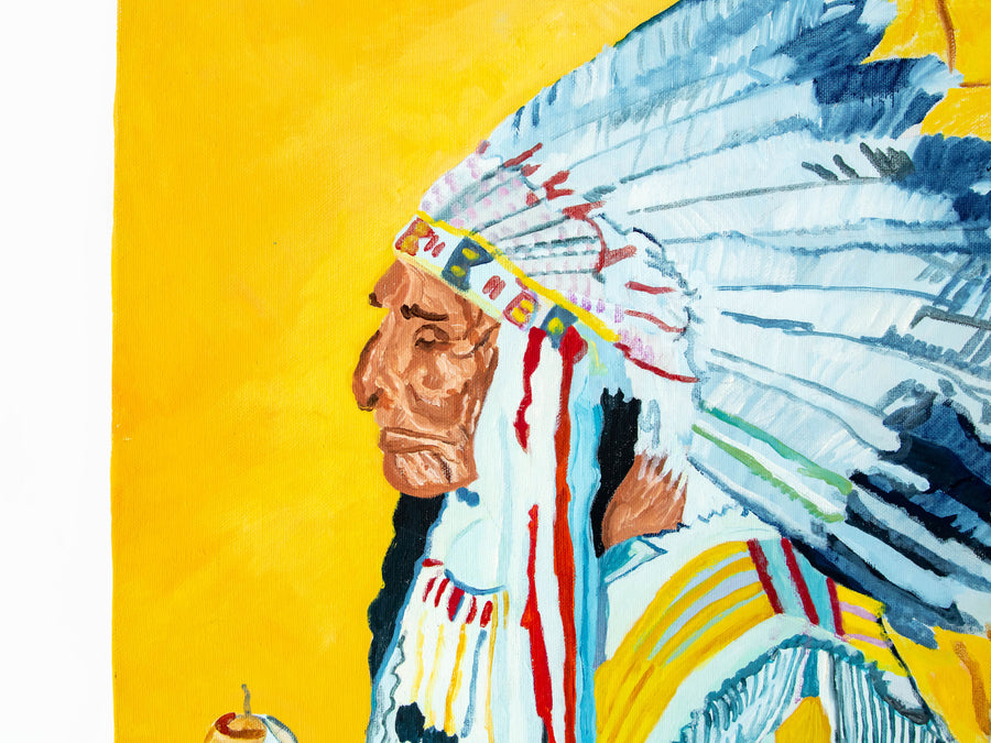 Native American Portrait Painting- Signed Elsie T