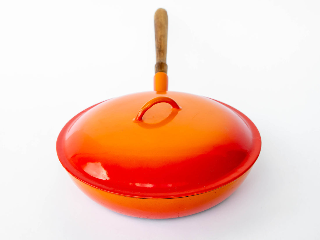 Descoware Orange Fry Pan with Lid with Rounded Handle