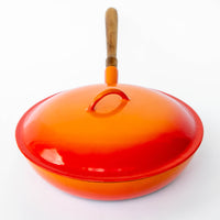 Descoware Orange Fry Pan with Lid with Rounded Handle