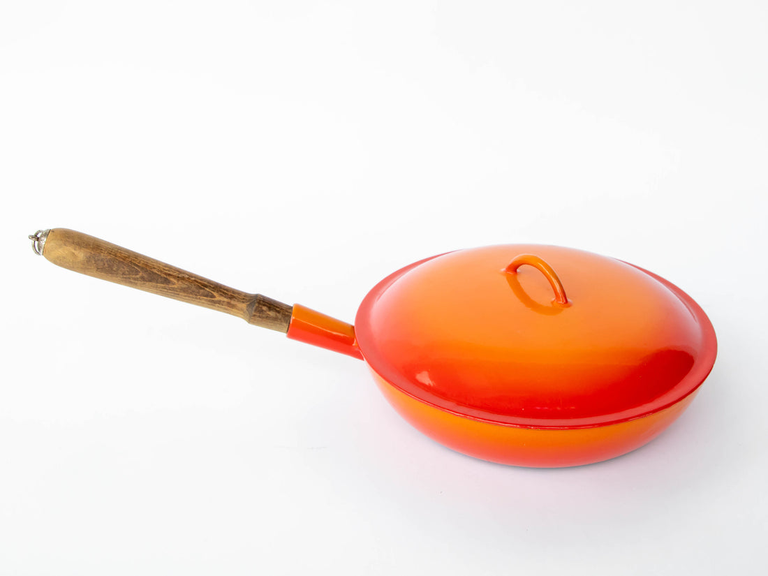 Descoware Orange Fry Pan with Lid with Rounded Handle