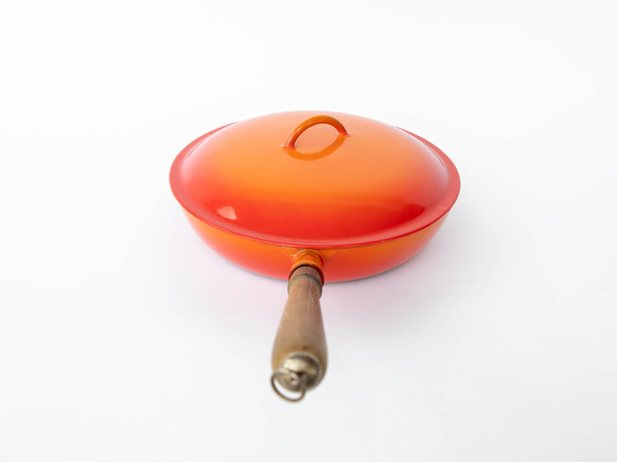 Descoware Orange Fry Pan with Lid with Rounded Handle