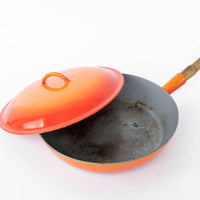 Descoware Orange Fry Pan with Lid with Rounded Handle