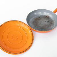 Descoware Orange Fry Pan with Lid with Rounded Handle