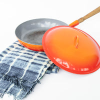 Descoware Orange Fry Pan with Lid with Rounded Handle