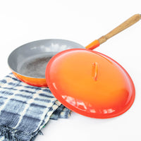 Descoware Orange Fry Pan with Lid with Rounded Handle