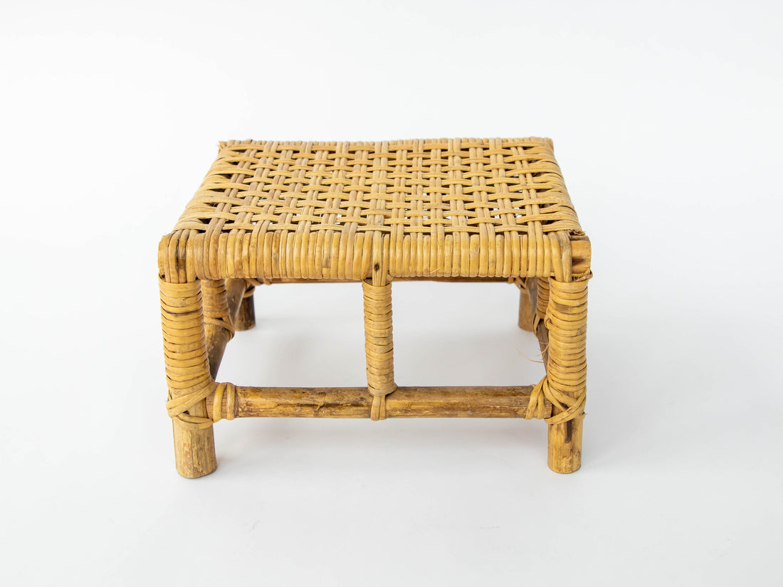 Small Woven Wicker Foot Stool from Taiwan