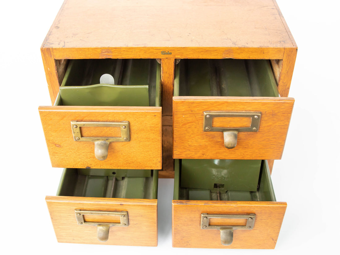 Globe 4 Drawer Card Catalog Index Cabinet