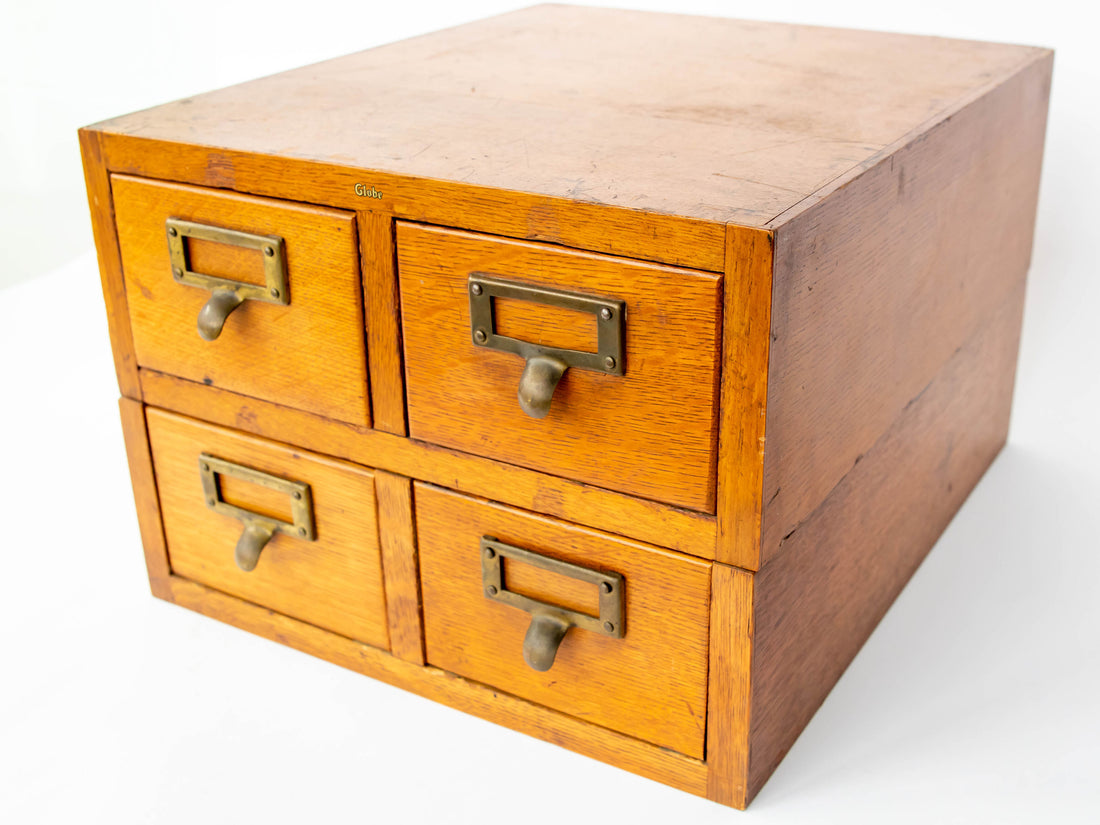 Globe 4 Drawer Card Catalog Index Cabinet