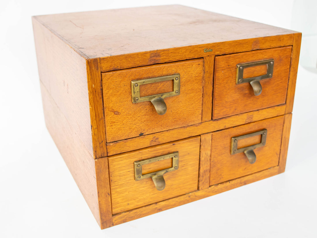 Globe 4 Drawer Card Catalog Index Cabinet