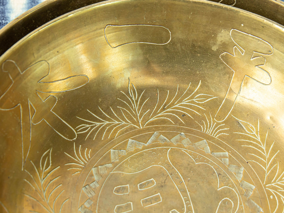 Antique Etched Brass Bowls Made in China