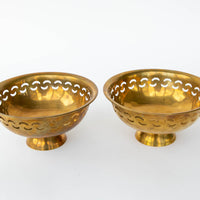 vintage Brass Pedestal Lattice Bowls