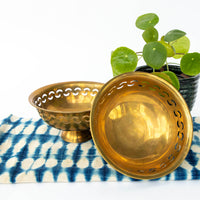Brass Pedestal Lattice Bowls (Sold Individually)