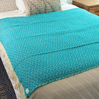 Woven Pendleton Lap Blanket Throw with Box - Blue and White with Fringe