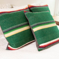 Green Serape Down Throw Pillows 24" X 24"