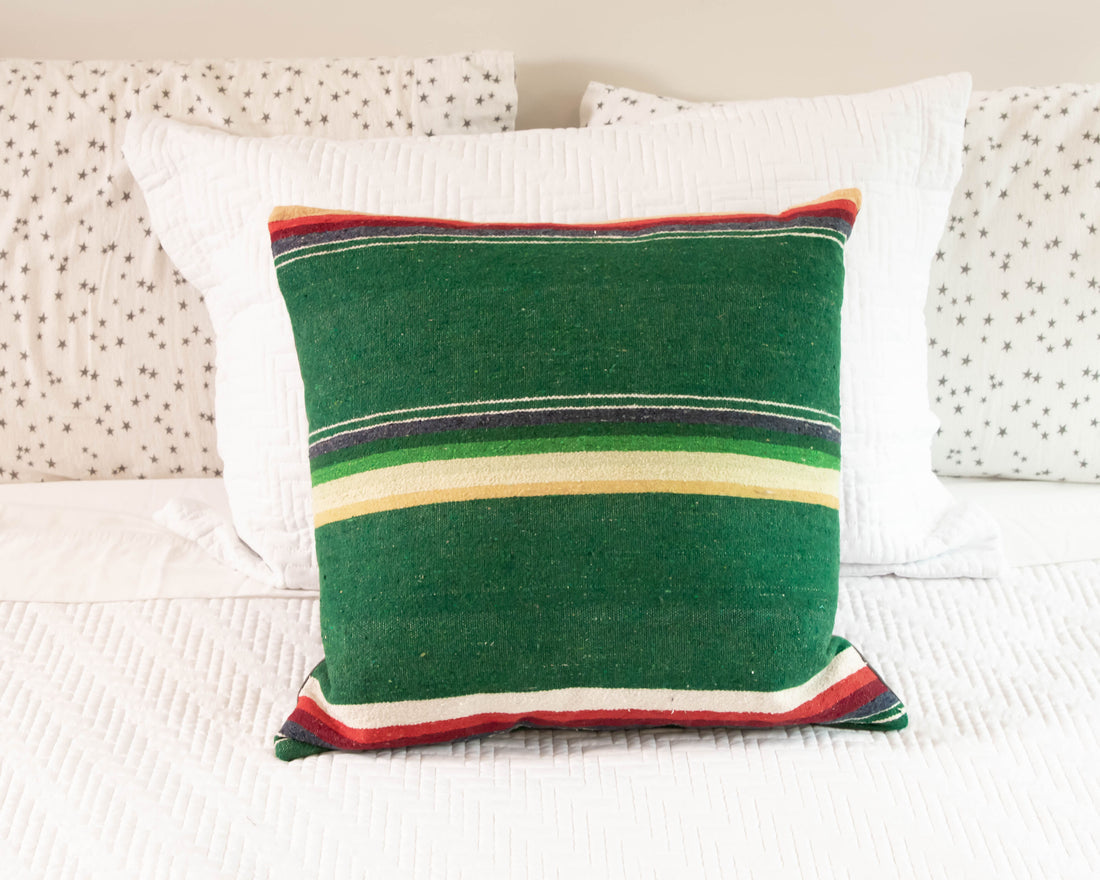 Green Serape Down Throw Pillows 24" X 24"