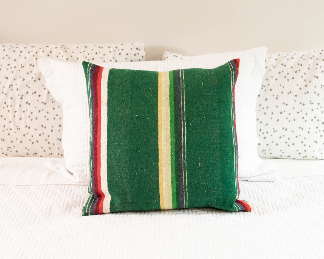 Green Serape Down Throw Pillows 24" X 24"