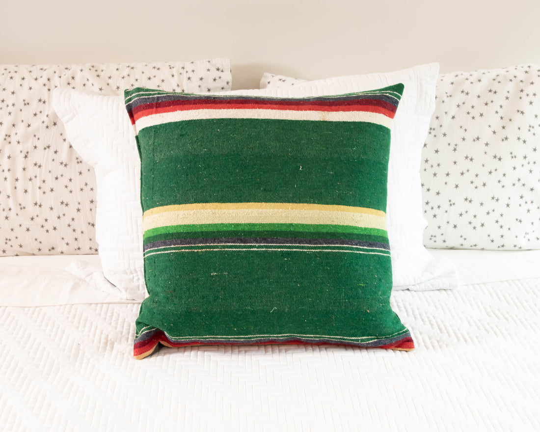 Green Serape Down Throw Pillows 24" X 24"