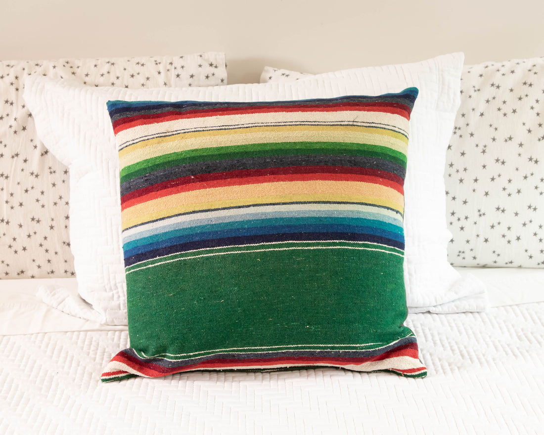 Green Serape Down Throw Pillows 24" X 24"