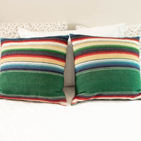 Green Serape Down Throw Pillows 24" X 24"