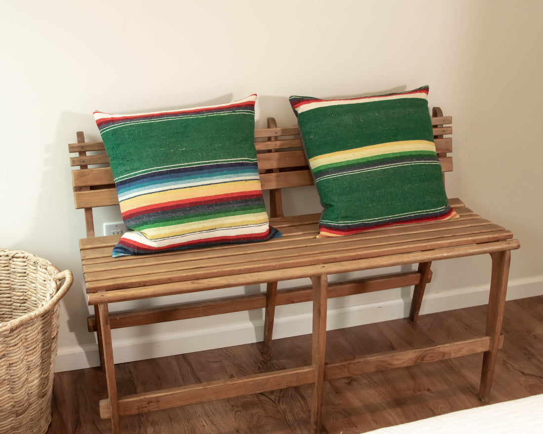 Green Serape Down Throw Pillows 24" X 24"