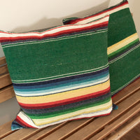 Green Serape Down Throw Pillows 24" X 24"