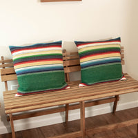 Green Serape Down Throw Pillows 24" X 24"