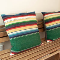 Green Serape Down Throw Pillows 24" X 24"