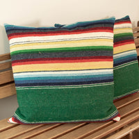 Green Serape Down Throw Pillows 24" X 24"