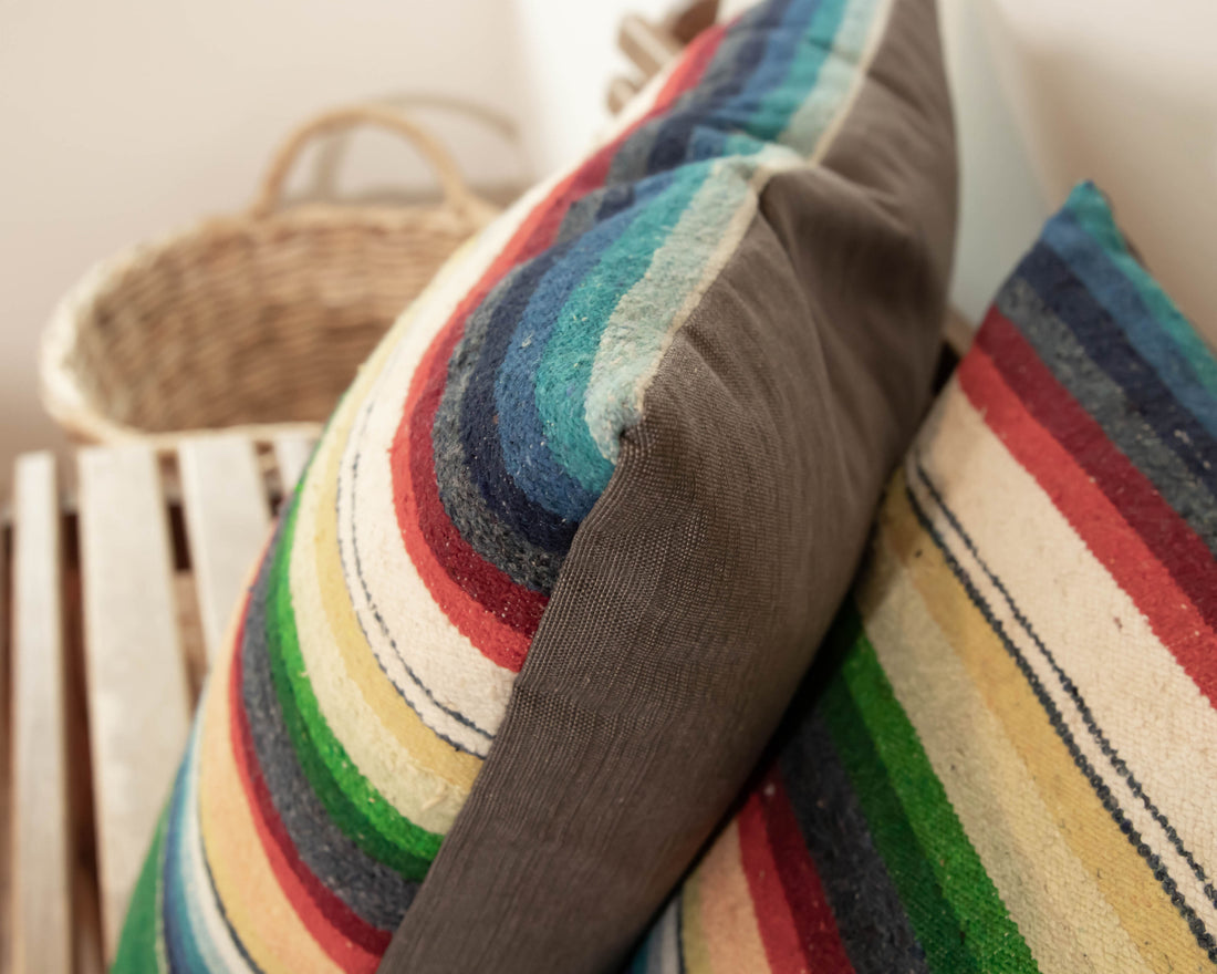 Green Serape Down Throw Pillows 24" X 24"