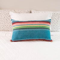 Blue Serape  Lumbar Down Throw Pillows 16" H X 27" L