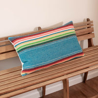 Blue Serape  Lumbar Down Throw Pillows 16" H X 27" L