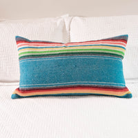 Blue Serape  Lumbar Down Throw Pillows 16" H X 27" L