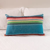 Blue Serape  Lumbar Down Throw Pillows 16" H X 27" L