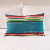 Blue Serape  Lumbar Down Throw Pillows 16" H X 27" L