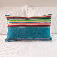 Blue Serape  Lumbar Down Throw Pillows 16" H X 27" L