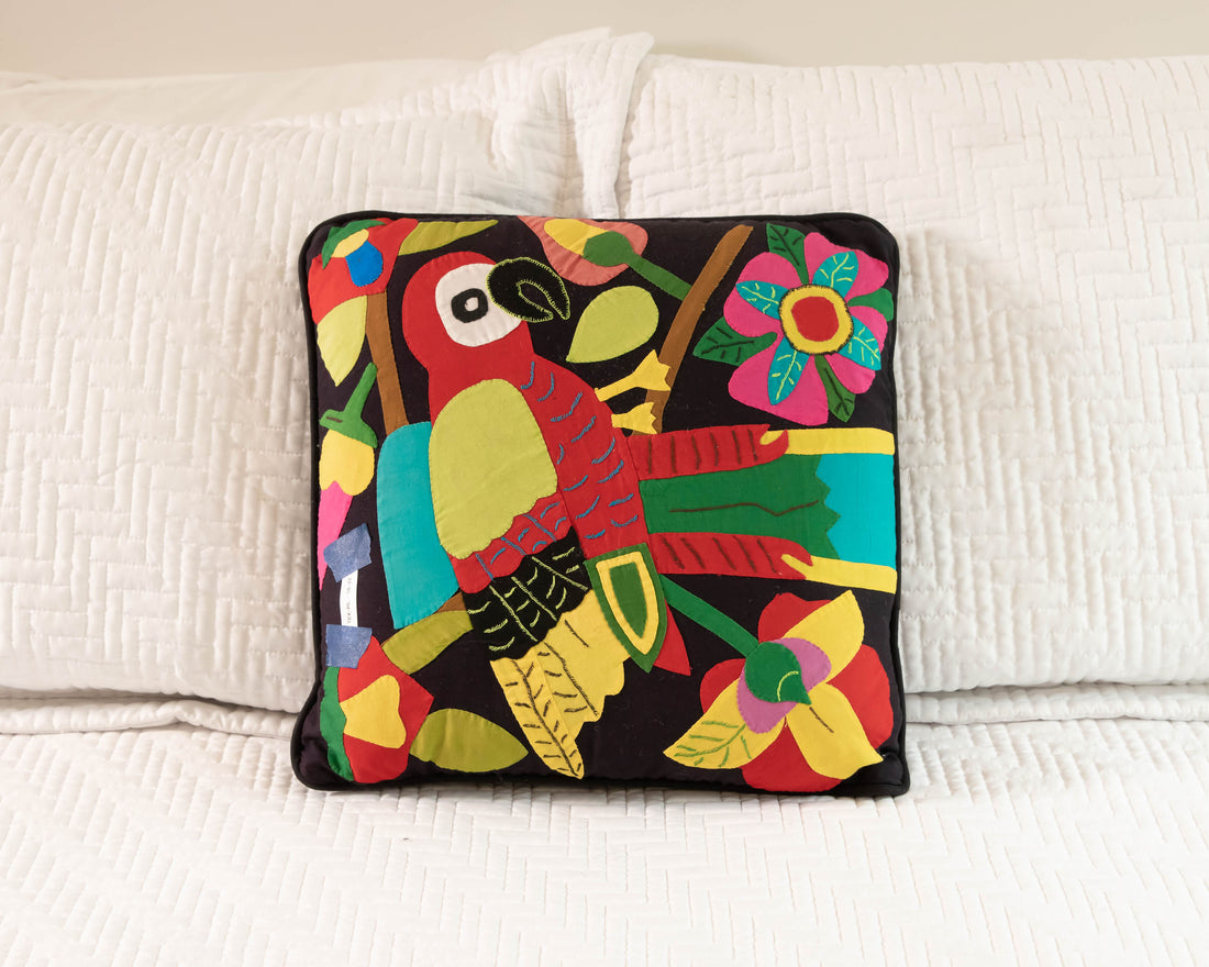 Brazilian Parrot Embroidery Pillow