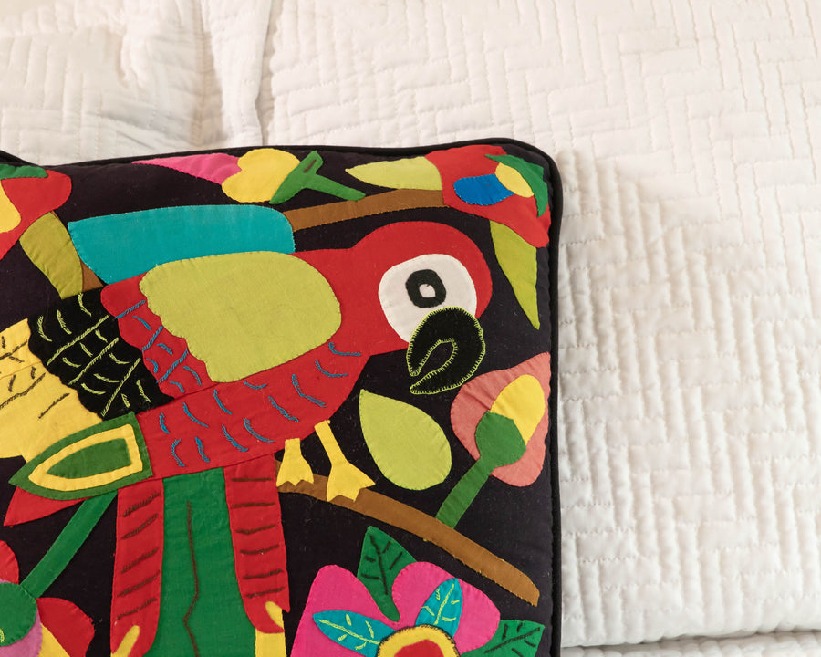 Brazilian Parrot Embroidery Pillow