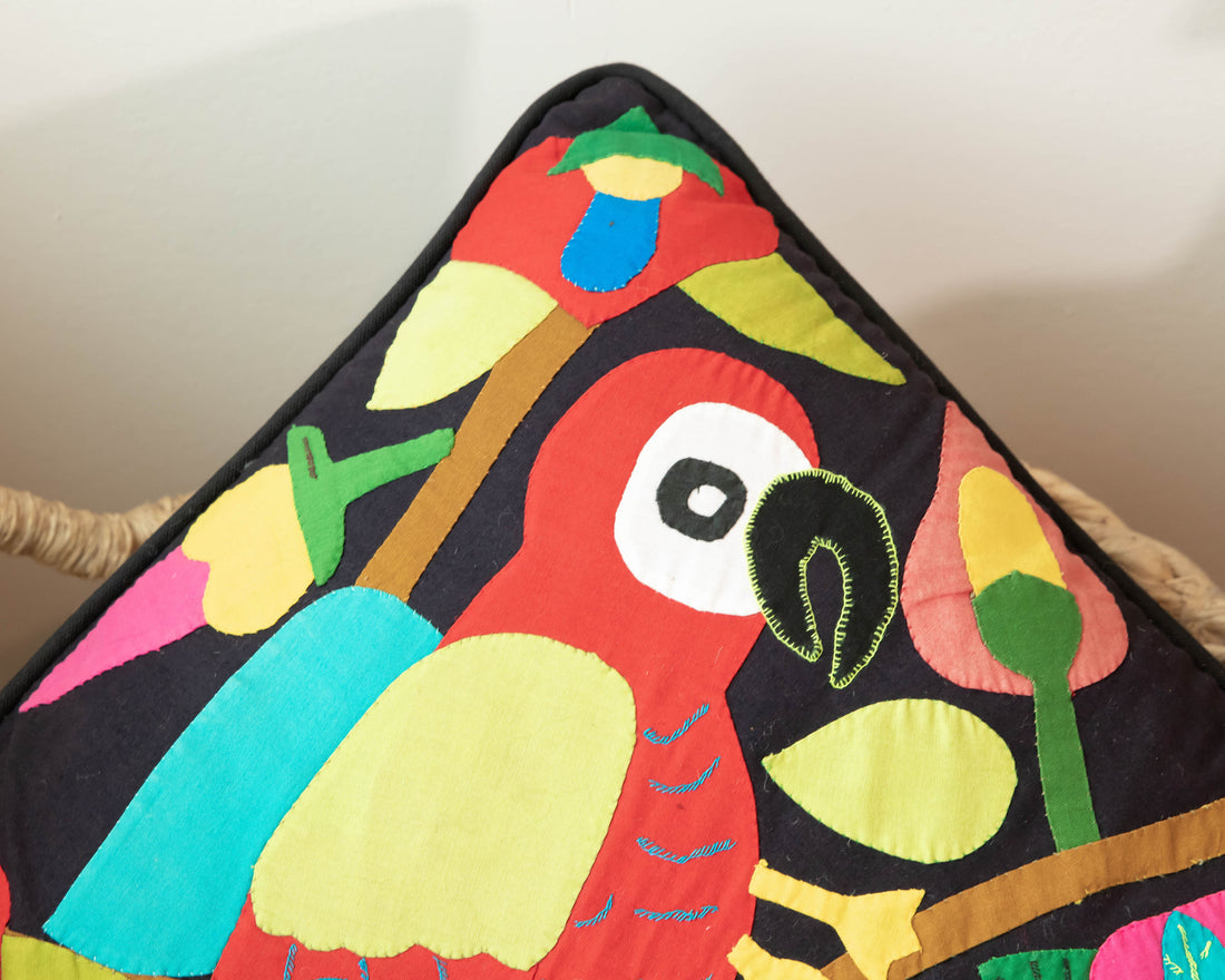 Brazilian Parrot Embroidery Pillow